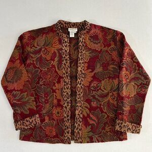 VTG Coldwater Creek Tapestry, Floral Open Jacket, Wine,  90s, 80s,